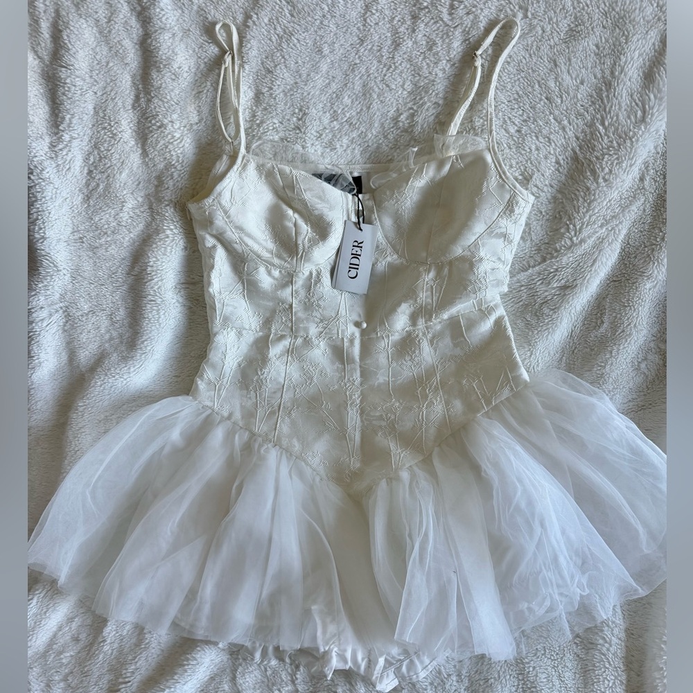 Cider Cream Lace Corset Tulle Dress